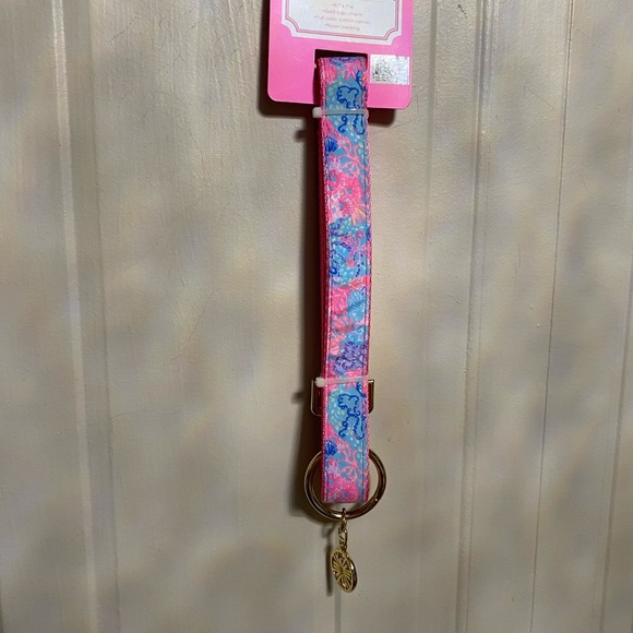 NEW Lilly Pulitzer M/L Leash/Lead Pink NWT Good Logo Charm Full Color Canvas - Picture 6 of 7